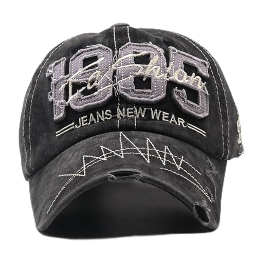 SOYNIA Herren Kappe Hut Herren Retro Gewaschene Baseball Kappe Mit Sitz Kappe Angeln Snapback Hut Für Männer Knochen Frauen Casual Letter Black Cap 56-61Cmeinstellbar Schwarz von SOYNIA