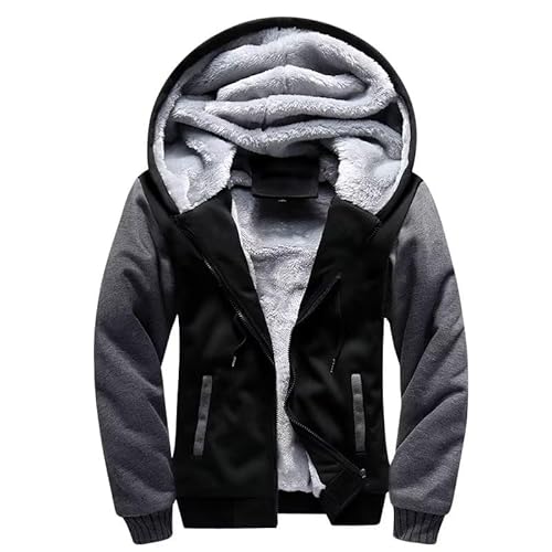 SOYOKA Men's Hoodies Full Zip Fleece Jacket Coat Winter Thick Warm Oversized Zip Up Hooded Top with Pockets Sweater Jumper Men von SOYOKA