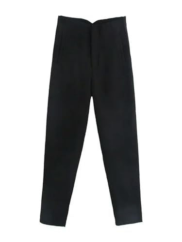 Frauen Mode mit Naht Detail Büro Tragen Hosen Vintage Hohe Taille Reißverschluss Fly Weibliche Knöchel Hosen, Schwarz, Groß Frauen Mode mit Naht Detail Büro Tragen Hosen Vintage Hohe Taille Reißverschluss Fly Weibliche Knöchel Hosen, Schwarz, Groß von SPABOY