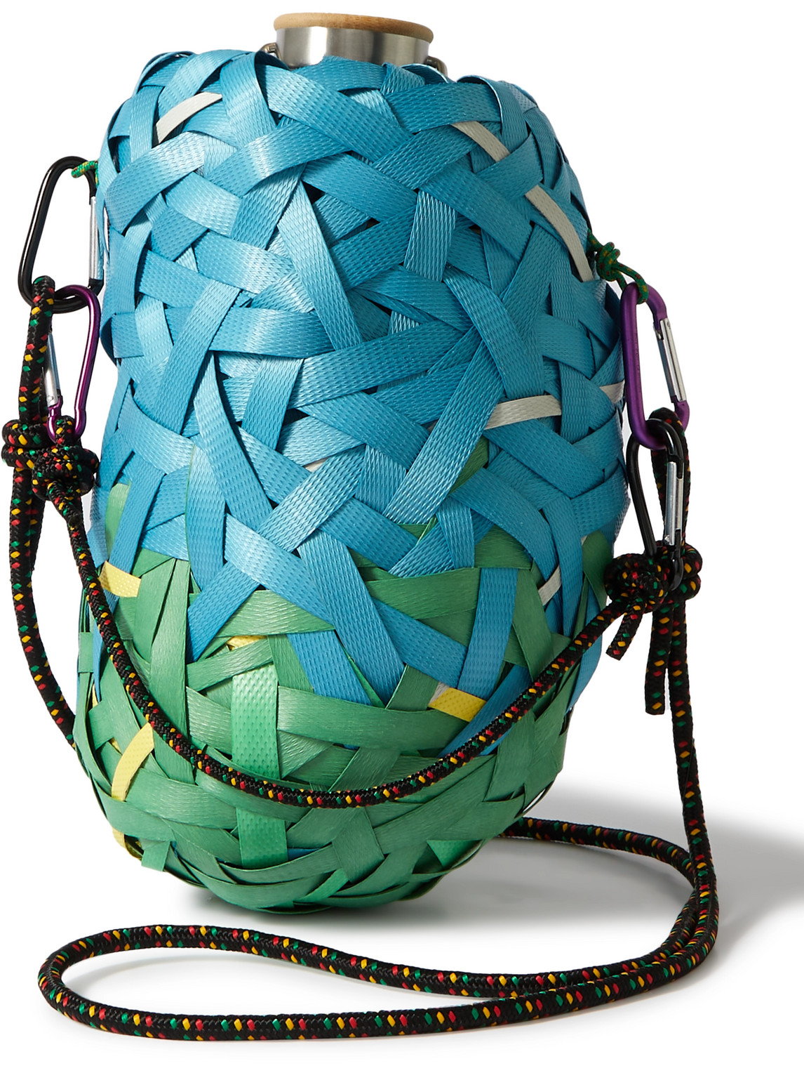 SPACE AVAILABLE - Steel and Bamboo Water Bottle and Recycled Plastic Holder - Men - Blue von SPACE AVAILABLE