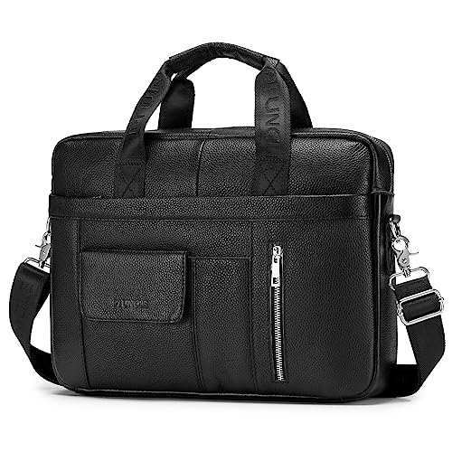 SPAHER Laptoptasche 14 Zoll Aktentasche Herren Business Tasche Arbeitstasche Herren Echtleder Tasche Herren Umhängetasche Schultertasche Messenger Bag Männer Geschenk für Männer von SPAHER