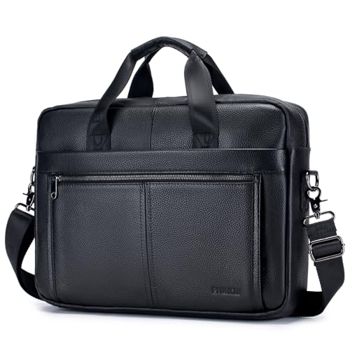 SPAHER Laptoptasche 14 Zoll Aktentasche Herren Business Tasche Arbeitstasche Herren Echtleder Tasche Herren Umhängetasche Schultertasche Messenger Bag Männer Geschenk für Männer von SPAHER