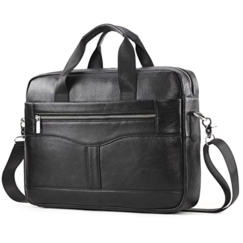 SPAHER Laptoptasche 14 Zoll Aktentasche Herren Business Tasche Arbeitstasche Herren Echtleder Tasche Herren Umhängetasche Schultertasche Messenger Bag Männer Geschenk für Männer von SPAHER