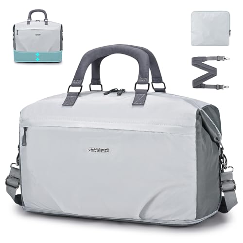 SPAHER Erweiterbare Reisetasche Große mit Nassfach 40L Faltbare Handgepäck Tasche für Flugzeug Weekender Damen Herren Sporttasche Travel Duffle Bag Gym Fitness Tasche Schwimmtasche von SPAHER
