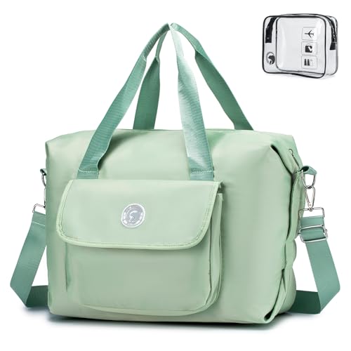 SPAHER Faltbare Duffle Bag Reisetasche Handgepäck 40x30x20 Wizzair Vueling Volotea Hand Luggage Handtaschen Wasserdichter Organizer Reise-Gepäck Koffer Tasche 25L Grün von SPAHER