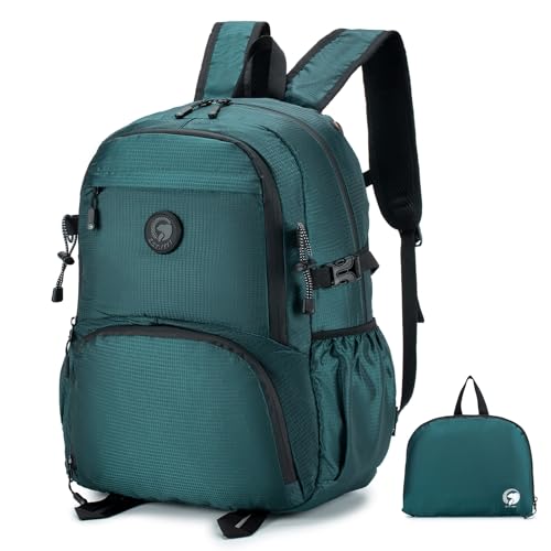 SPAHER Faltbare Reisetasche Handgepäck 40x30x20 Wizzair Vueling Ultraleicht Wanderrucksack 25L Wasserdicht Backpack Kleiner Daypack Flugzeug Reiserucksack für Damen Herren Outdoor Camping Blau von SPAHER