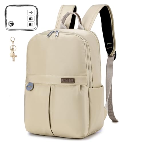 SPAHER Handgepäck Rucksack Klein 40x30x15 British Airways Wizzair Reiserucksack Handgepäck Flugzeug Untersitz Laptop Rucksack 14 Zoll Wasserdicht Daypack Damen Herren Business Arbeit Schule Beige von SPAHER