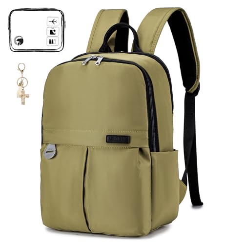 SPAHER Handgepäck Rucksack Klein 40x30x15 British Airways Wizzair Reiserucksack Handgepäck Flugzeug Untersitz Laptop Rucksack 14 Zoll Wasserdicht Daypack Damen Herren Business Arbeit Schule Grün von SPAHER