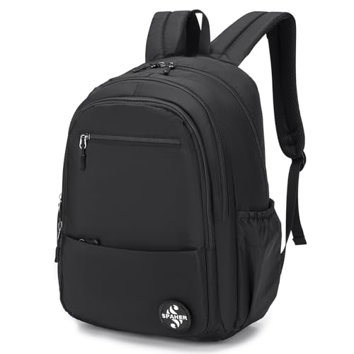 SPAHER Klein Reiserucksack Handgepäck Flugzeug 40x30x20 Wizzair Vueling Wasserdicht Schulrucksack 25L Laptop Rucksack 14 Zoll Travel Backpack Carry on Luggage Cabin Bag Damen Herren, Schwarz von SPAHER