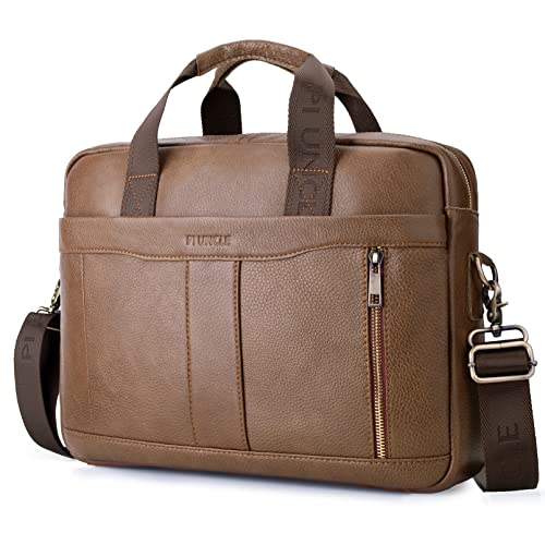 SPAHER Laptoptasche 14 Zoll Aktentasche Herren Business Tasche Arbeitstasche Herren Echtleder Tasche Herren Umhängetasche Schultertasche Messenger Bag Männer Geschenk für Männer von SPAHER