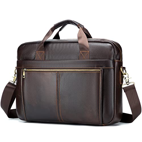 SPAHER Laptoptasche 14 Zoll Aktentasche Herren Business Tasche Arbeitstasche Herren Echtleder Tasche Herren Umhängetasche Schultertasche Messenger Bag Männer Geschenk für Männer von SPAHER