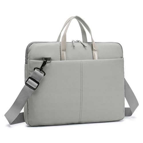 SPAHER Laptoptasche 15,6 Zoll Arbeitstasche Damen Groß Pilotentasche Aktentasche Messenger Bag Business Notebook Taschen Damen Lehrertasche Handtasche Schultertasche Tragetasche Grau von SPAHER