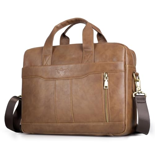 SPAHER Laptoptasche 15.6 Zoll Aktentasche Herren Business Tasche Wasserabweisend PU Leder Tasche Herren Umhängetasche Schultertasche Messenger Bag Männer Geschenk für Schule Reisen Männer von SPAHER