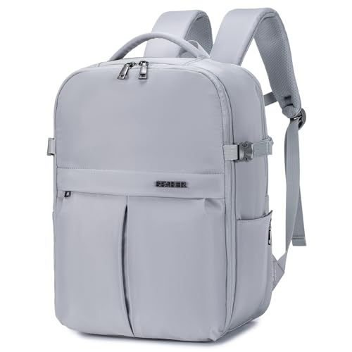 SPAHER Reiserucksack Handgepäck 40x30x25 Eurowings Laptop Rucksack 15,6 Zoll mit Laptopfach Business Arbeit Reisen Rucksack Herren Schulrucksack für Teenager Notebook College Damen Grau von SPAHER