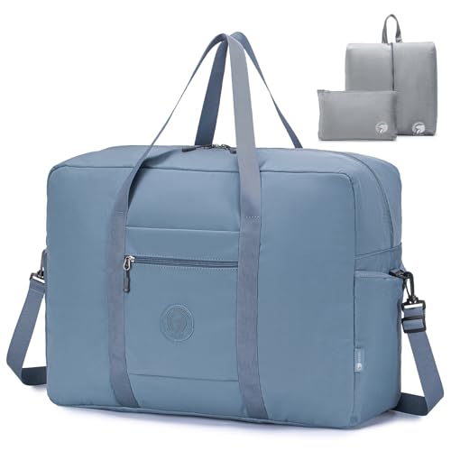 SPAHER Reisetasche 55x40x20 Handgepäck Tasche Ryanair Handgepäck 55x40x20 Tasche Flugzeug Groß Leichter Flugzeug Organizer Duffle Bag 45L Packbare Holdall Handtasche für Herren und Damen Blau von SPAHER