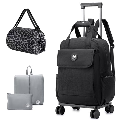 SPAHER Rucksack mit Rollen Rucksack Trolley 15,6 Zoll Laptop Trolley Großer Reiserucksack mit Rollen Business Trolley Handgepäck Rucksack Kofferrucksack 30L mit Schuhtasche für Herren Damen von SPAHER