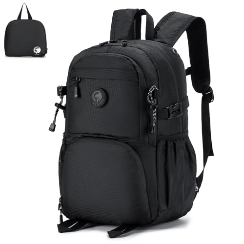 SPAHER Ryanair Handgepäck 40x20x25 Faltbarer Rucksack Ultraleicht Wanderrucksack 20L Rucksack Wasserdicht Backpack Kleiner Daypack Flugzeug Reiserucksack für Damen Herren Outdoor Camping Schwarz von SPAHER