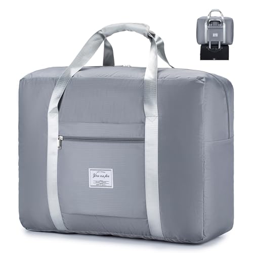 SPAHER Ryanair Handgepäck 55x40x20 Tasche für Flugzeug, Wasserdicht Handgepäck Reisetasche Faltbare Handgepäcktasche Leicht Für Damen und Herren Unisex Sporttasche für Reisen Gym Übernachtung, Grau von SPAHER