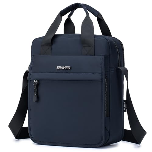 SPAHER Umhängetasche Herren Schultertasche für Herren Groß Handtaschen Zum Umhängen Männer Business Tasche Shoulder Crossbody Bag mit Verstellbarem Schultergurt Schwarz von SPAHER