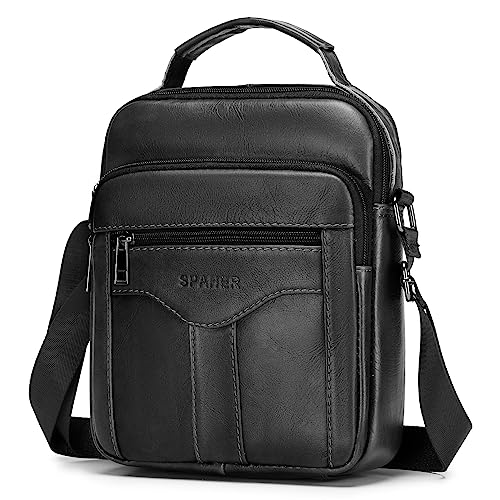 SPAHER Umhängetaschen Herren Leder Klein Herrentasche Schultertasche Handtaschen Handgelenktasche Herren Ipad Männer Handtasche handgelenk Ledertasche Messenger Crossbody Sling Schulranzen von SPAHER