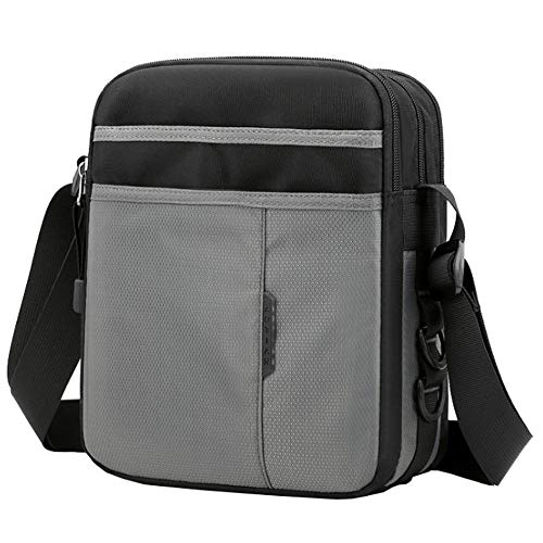 SPAHER Umhängetasche Herren Nylon Herren Tasche für iPad Kuriertasche Wasserdicht Schultertasche Geschenk für Männer Messenger Bag Crossbody Reise Arbeitstasche Studententasche (Grau) von SPAHER