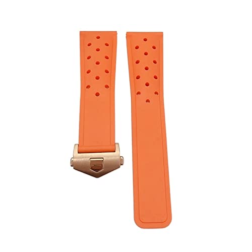 SPAKAMTZTK 20 mm 22 mm Gummi -Silikon -Uhr -Armband -Uhrband -Kompatibel for SCHILD Kompatibel for Heuer Kompatibel for Monaco Uhrenarmband Uhrenarmband(Rose buckle2,22mm with) von SPAKAMTZTK