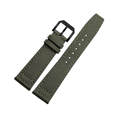 SPAKAMTZTK 20mm 21 mm 22 mm Nylon Canvas Fabric -Uhrenband kompatibel for Iwc Kompatibel for Pilot -Spitfire Timezone Top -Gurt grün schwarze Gürtel Armbanduhrgurte Uhrenarmband(Dark Green-Black,22mm) von SPAKAMTZTK
