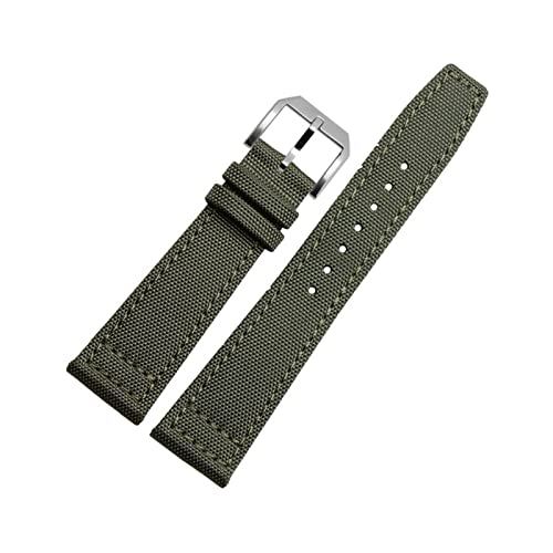 SPAKAMTZTK 20mm 21 mm 22 mm Nylon Canvas Fabric -Uhrenband kompatibel for Iwc Kompatibel for Pilot -Spitfire Timezone Top -Gurt grün schwarze Gürtel Armbanduhrgurte Uhrenarmband(Dark Green-Silvery,20m von SPAKAMTZTK