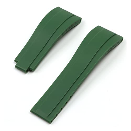 SPAKAMTZTK Armband 20mm natürlicher weicher Silikongurt for Faltverschluss kompatibel for Rolex kompatibel for Daytona -kompatibel for U -Boot mittlere Greenwich-Zeit Uhrenarmband(Green,WITHOUT_NO LOG von SPAKAMTZTK