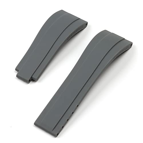 SPAKAMTZTK Armband 20mm natürlicher weicher Silikongurt for Faltverschluss kompatibel for Rolex kompatibel for Daytona -kompatibel for U -Boot mittlere Greenwich-Zeit Uhrenarmband(Grey,GOLD BUCKLE_LOG von SPAKAMTZTK