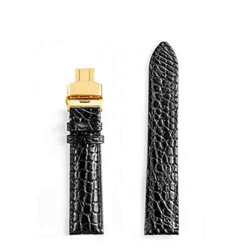 SPAKAMTZTK Doppelseitiger Krokodil-Uhrengurt for Männer/Frauen Krokodil Uhrengurte Leder klassisches Design Watchbänder Pefect Männer Geschenk Uhrenarmband(B gold butterfly,24mm) von SPAKAMTZTK