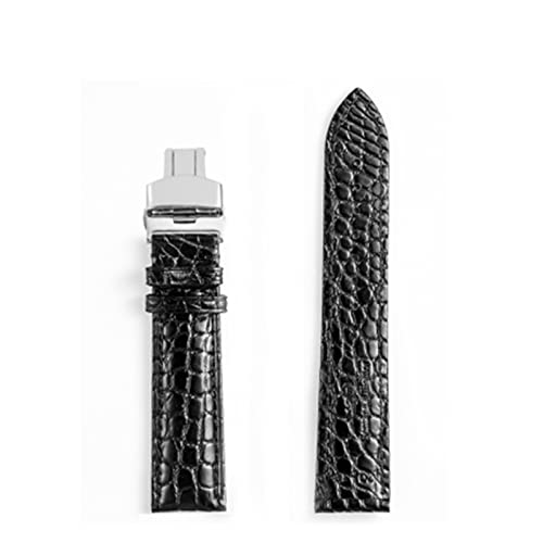 SPAKAMTZTK Doppelseitiger Krokodil-Uhrengurt for Männer/Frauen Krokodil Uhrengurte Leder klassisches Design Watchbänder Pefect Männer Geschenk Uhrenarmband(B sliver butterfly,22mm) von SPAKAMTZTK