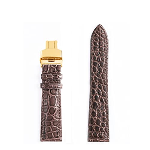 SPAKAMTZTK Doppelseitiger Krokodil-Uhrengurt for Männer/Frauen Krokodil Uhrengurte Leder klassisches Design Watchbänder Pefect Männer Geschenk Uhrenarmband(C gold butterfly,16mm) von SPAKAMTZTK
