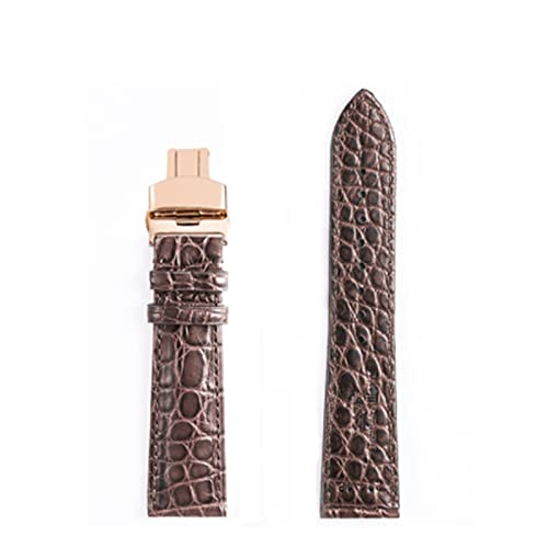 SPAKAMTZTK Doppelseitiger Krokodil-Uhrengurt for Männer/Frauen Krokodil Uhrengurte Leder klassisches Design Watchbänder Pefect Männer Geschenk Uhrenarmband(C rose gold Fouding,18mm) von SPAKAMTZTK