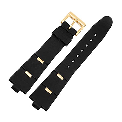SPAKAMTZTK Gummi-Uhrenarmband konvexe schwarze Silikon-Uhrenkette Männer 39s und Women39s 22mm 24mm Uhrenarmband(V,24mm) von SPAKAMTZTK