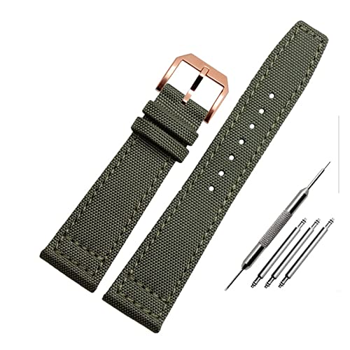 SPAKAMTZTK Nylon Uhrenband kompatibel for Iwc Kompatibel for portugiesischer Serie 20mm 21mm 22mm Armbanduhr Band Leinwand Armband Schwarz Blue Green Uhrengurt Uhrenarmband(A-armygreen-rosegold,20mm) von SPAKAMTZTK