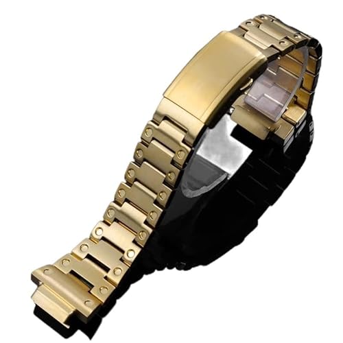 SPAKAMTZTK Uhrenband Feststoff feiner Stahl Uhrengurt GW-5000 5035 DW5600 GWM5610 Herrenbeobachtungskette 16mm kompatibel for Casio-kompatibel for G-Shock Uhrenarmband(Blue White) von SPAKAMTZTK