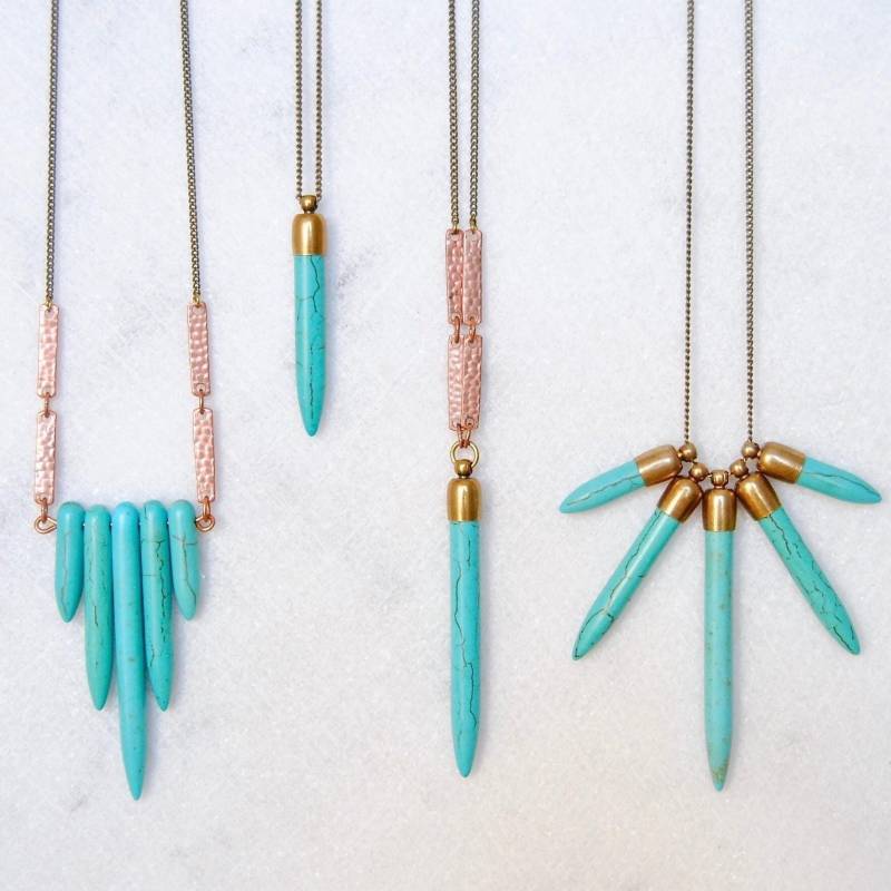 Boho Türkis Halsketten | Howlith Spikes Statement Schmuck Anhänger Des Westernstils Boho Türkis Halsketten | Howlith Spikes Statement Schmuck Anhänger Des Westernstils von SPARKLEFARM
