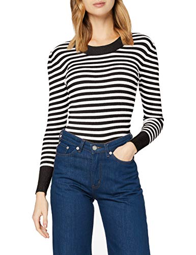 SPARKZ COPENHAGEN Damen Layla Striped Knit Jumper Pullover, Weiß, S von SPARKZ COPENHAGEN
