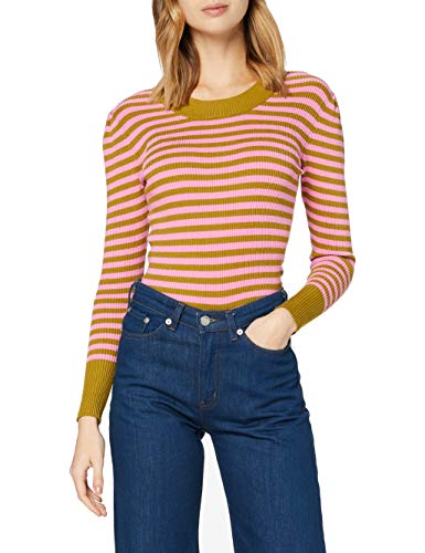 SPARKZ COPENHAGEN Damen Layla Striped Knit Jumper Pullover, Willow, L von SPARKZ COPENHAGEN