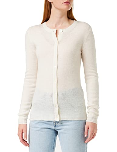 SPARKZ COPENHAGEN Damen Pure Cashmere O-Neck Cardigan Strickjacke, Elfenbein (Off White 002), 38 (Herstellergröße: Large) von SPARKZ COPENHAGEN