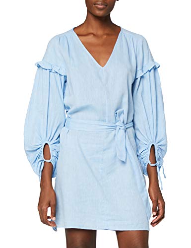 SPARKZ COPENHAGEN Damen Tina Tunic Dress Kleid, Blau (Blue Chambray 748), 34 (Herstellergröße: Small) von SPARKZ COPENHAGEN