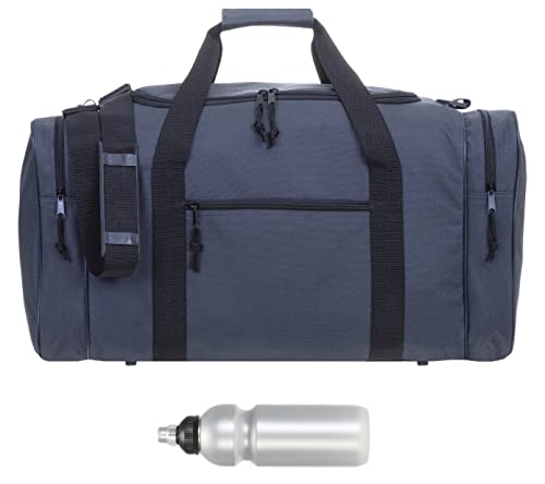 Sporttasche Herren Damen groß Außentaschen Spear Gym 55 cm 40 Liter Schultergurt Bag Sport Fitness Sauna Gymbag 657 Large + Trinkflasche (Grau) von Spear