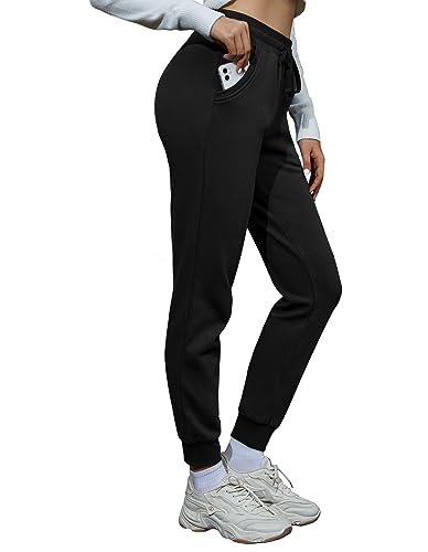 SPECIALMAGIC Damen Fleece Jogginghose Winterlauf Jogger Lounge Hose Warme Workout Sportliche Jogger Active Wear mit Taschen Thermotrack Schwarz XXL von SPECIALMAGIC