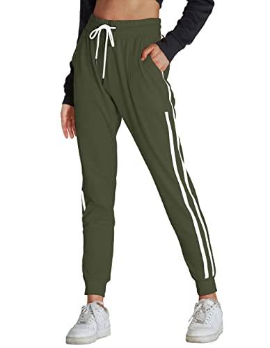 SPECIALMAGIC Damen Hosen Elastisch Bund Sweathose Sporthorse Jogginghose Sweatpants mit Tunnelzug Trainingshose Armeegrün XXL von SPECIALMAGIC