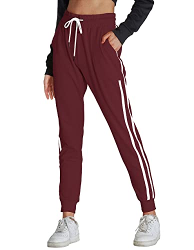 SPECIALMAGIC Damen Hosen Elastisch Bund Sweathose Sporthorse Jogginghose Sweatpants mit Tunnelzug Trainingshose Weinrot XL von SPECIALMAGIC