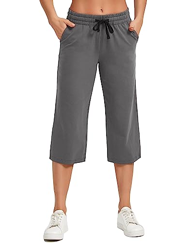 SPECIALMAGIC Damen Lose Weites Bein Hose Classics Damen Hose Weite 3/4 Hose für Frauen Damen Ladies Culotte Sporthose Dunkelgrau 2XL von SPECIALMAGIC