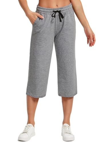 SPECIALMAGIC Damen Lose Weites Bein Hose Classics Damen Hose Weite 3/4 Hose für Frauen Damen Ladies Culotte Sporthose Heather Grau 3XL von SPECIALMAGIC