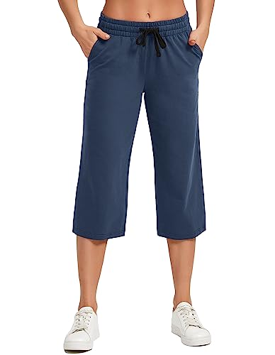 SPECIALMAGIC Damen Lose Weites Bein Hose Classics Damen Hose Weite 3/4 Hose für Frauen Damen Ladies Culotte Sporthose Navy Blau 2XL von SPECIALMAGIC