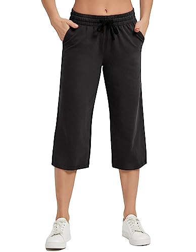 SPECIALMAGIC Damen Lose Weites Bein Hose Classics Damen Hose Weite 3/4 Hose für Frauen Damen Ladies Culotte Sporthose Schwarz 2XL von SPECIALMAGIC